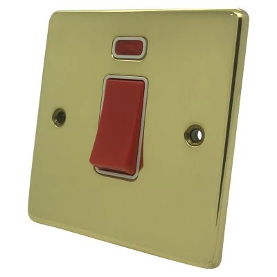 Low Profile Rounded Polished Brass Cooker (45 Amp Double Pole) Switch