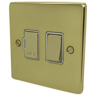 Low Profile Rounded Polished Brass Switched Fused Spur