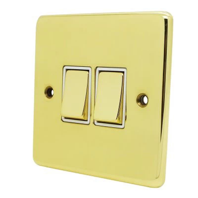 Low Profile Rounded Polished Brass Push Intermediate Switch and Push Light Switch Combination