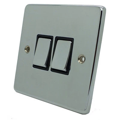 Low Profile Rounded Polished Chrome Intermediate Switch and Light Switch Combination