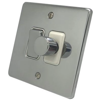 Low Profile Rounded Polished Chrome Dimmer and Light Switch Combination