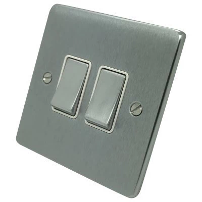 Low Profile Rounded Satin Chrome Intermediate Switch and Light Switch Combination