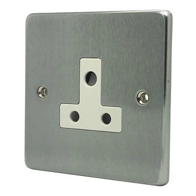 Low Profile Rounded Satin Chrome Round Pin Unswitched Socket (For Lighting)