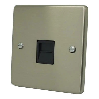 Low Profile Rounded Satin Nickel Telephone Extension Socket