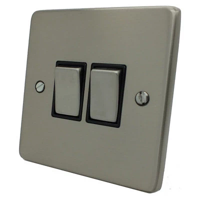 Low Profile Rounded Satin Nickel Intermediate Switch and Light Switch Combination