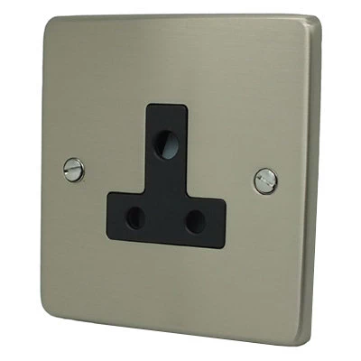 Low Profile Rounded Satin Nickel Round Pin Unswitched Socket (For Lighting)
