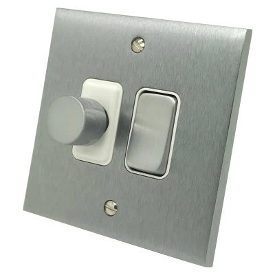 Low Profile Satin Chrome Dimmer and Light Switch Combination