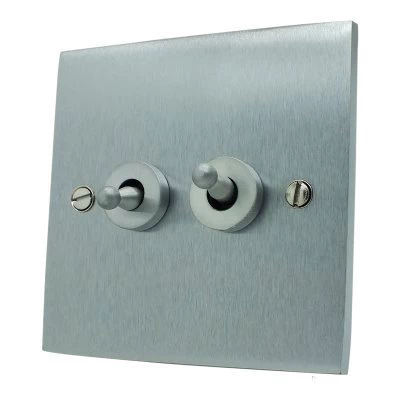 Low Profile Satin Chrome Intermediate Toggle Switch and Toggle Switch Combination