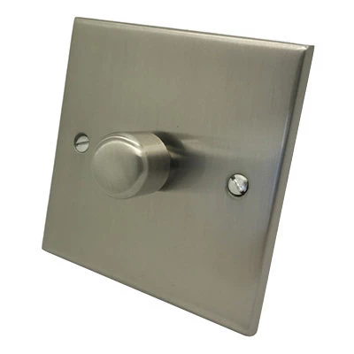 Low Profile Satin Nickel LED Dimmer and Push Light Switch Combination