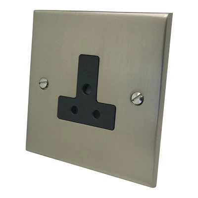 Low Profile Satin Nickel Round Pin Unswitched Socket (For Lighting)