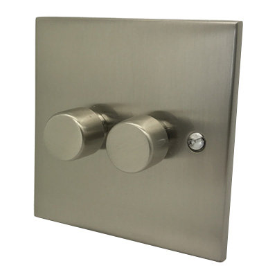 Low Profile Satin Nickel Dimmer and Toggle Switch Combination