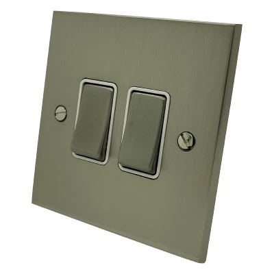 Low Profile Satin Nickel Intermediate Switch and Light Switch Combination