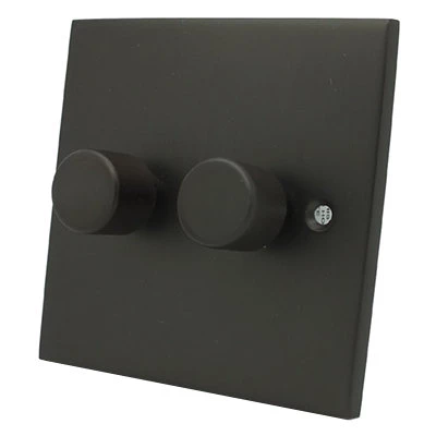 Low Profile Silk Bronze LED Dimmer and Push Light Switch Combination