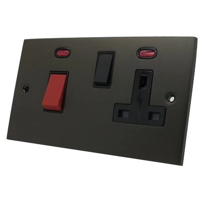 Low Profile Silk Bronze Cooker Control (45 Amp Double Pole Switch and 13 Amp Socket)
