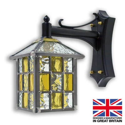 Ludlow Mini Amber Outdoor Leaded Lantern | Porch Light