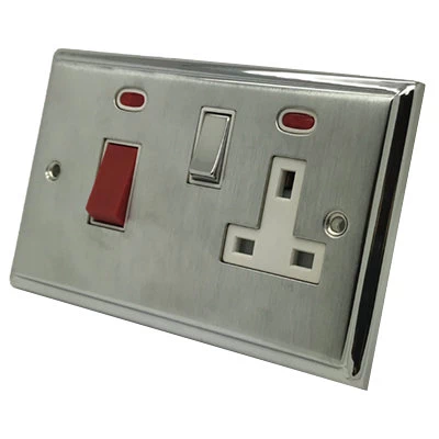Monarch Satin Chrome / Polished Chrome Edge Cooker Control (45 Amp Double Pole Switch and 13 Amp Socket)
