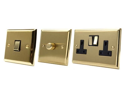 Monarch Satin Brass / Polished Brass Edge Cooker Control (45 Amp Double Pole Switch and 13 Amp Socket)