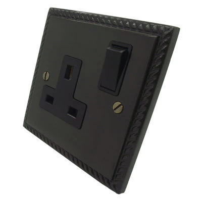 Palladian Bronze LED Dimmer and Push Light Switch Combination