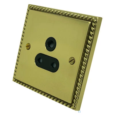 Palladian Polished Brass Round Pin Unswitched Socket (For Lighting)