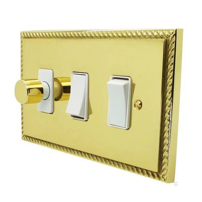 Palladian Polished Brass Dimmer and Light Switch Combination