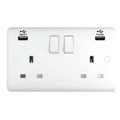 Pure White Plug Socket with USB Charging
