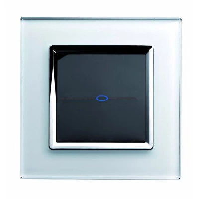 Crystal White Glass with Chrome Trim Touch Light Switch - Wireless