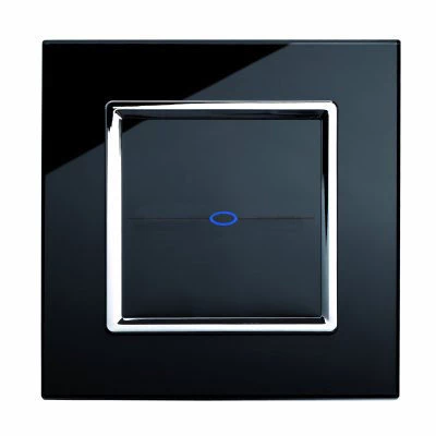 Crystal Black Glass with Chrome Trim Touch Light Switch - Wireless