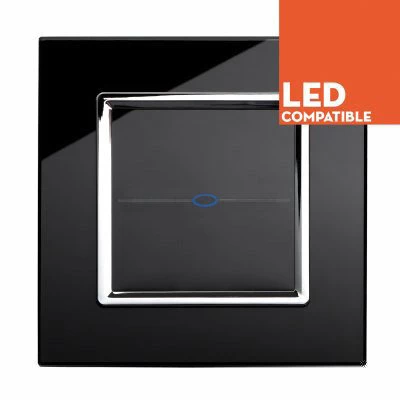 Crystal Black Glass with Chrome Trim Touch Dimmer