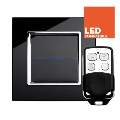 Crystal Black Glass with Chrome Trim Touch Dimmer