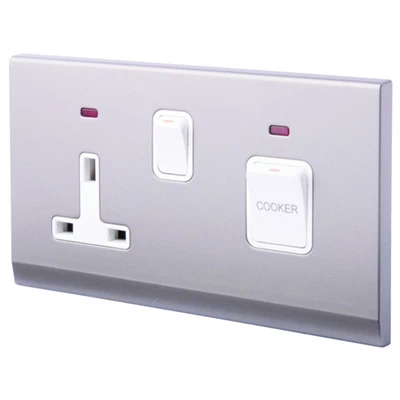 Simplicity Mid Grey Cooker Control (45 Amp Double Pole Switch and 13 Amp Socket)