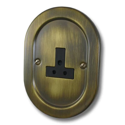 Regal Antique Brass Round Pin Unswitched Socket (For Lighting)