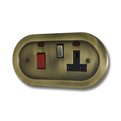 Regal Antique Brass Cooker Control (45 Amp Double Pole Switch and 13 Amp Socket)