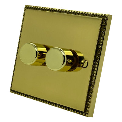 Regency Classic Polished Brass Dimmer and Toggle Switch Combination