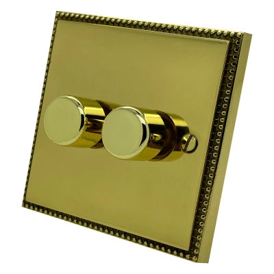 Regency Classic Polished Brass LED Dimmer and Push Light Switch Combination