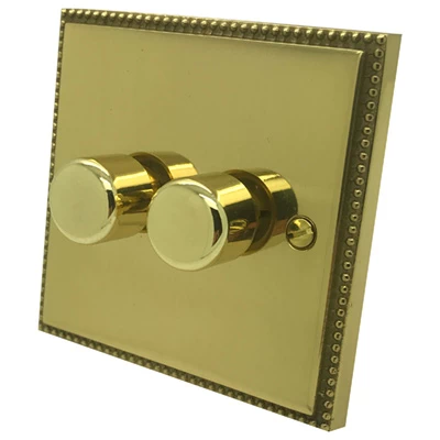 Regency Premier Plus Polished Brass (Cast) LED Dimmer and Push Light Switch Combination