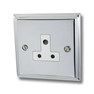 Regent Polished Chrome Round Pin Unswitched Socket (For Lighting)