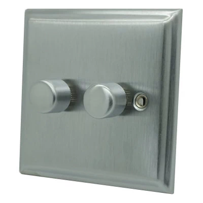Regent Satin Chrome LED Dimmer and Push Light Switch Combination