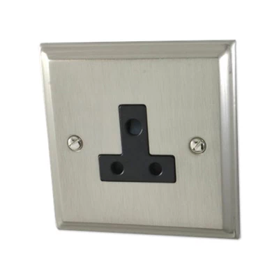 Regent Satin Nickel Round Pin Unswitched Socket (For Lighting)