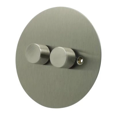 Disc Satin Stainless Push Intermediate Switch and Push Light Switch Combination