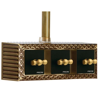 San Sebastian Surface Ornate Antique Brass Intermediate Toggle Switch and Toggle Switch Combination