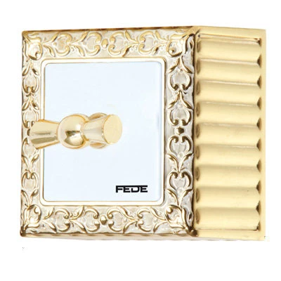 San Sebastian Surface Ornate Polished Brass \ White Satellite Socket (F Connector)
