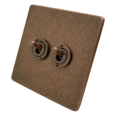 Screwless Aged Old Copper Intermediate Toggle Switch and Toggle Switch Combination