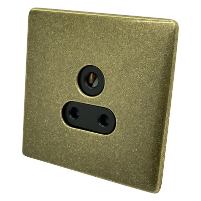 Screwless Aged Old Brass Round Pin Unswitched Socket (For Lighting)
