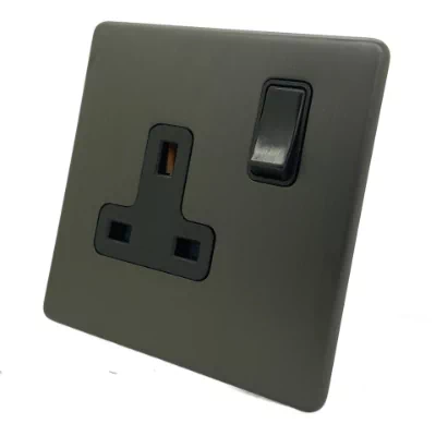 Screwless Aged Old Bronze Switched Plug Socket