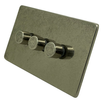 Screwless Aged Old Nickel Dimmer and Toggle Switch Combination