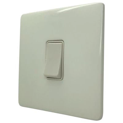 Contemporary Screwless High Gloss White Intermediate Toggle Switch and Toggle Switch Combination