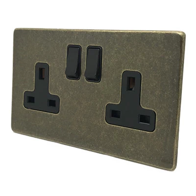 Screwless Aged Old Brass Switched Plug Socket