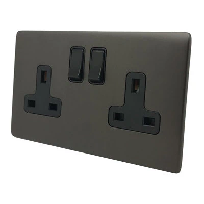 Screwless Aged Old Bronze Switched Plug Socket