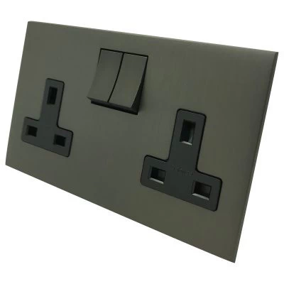 Screwless Square Old Bronze Switched Plug Socket