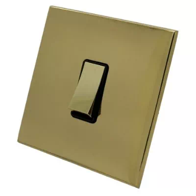 Screwless Square Polished Brass Intermediate Light Switch